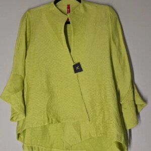 NWT IC by Connie K Womens Jacket Size S Ribbed Bell Sleeve Asymmetrical Button